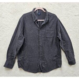 Croft Barrow Men Shirt Extra Large Gray 100% Cotton Long Sleeve Button Down Fit